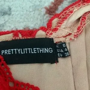 Prettylittlething Dresses | Nwt Prettylittlething Lace Frill Mini Dress 4 | Color: Red | Size: 4 | Ponchuga's Closet